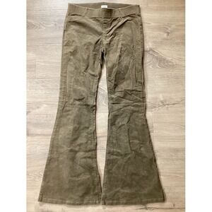 By Together Women Large Taupe Corduroy Flare Leg Elastic Waist Boho Pants L